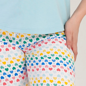 Pijamale Dama din Bumbac Vienetta, Model 'Sleep Well' Blue Topaz