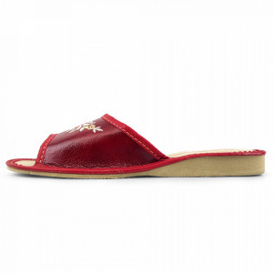Papuci de Casa Dama din Piele, Sezon Vara, Culoare Visiniu, Model 'Akna Rogue'