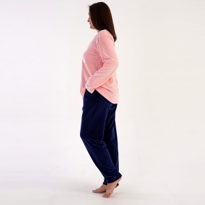 Pijamale Dama Marimi Mari din Soft Velur Vienetta Model 'Love Me Too' Pink
