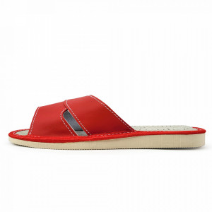 Papuci de Casa Dama Material Piele Culoare Roz Model 'Simple Red'