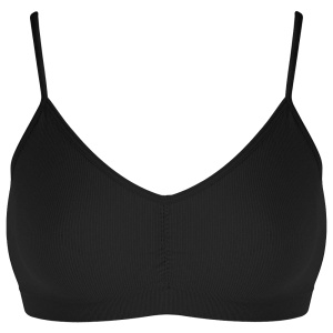 Women's Unlined Air Black Padded Bra, Seamless Striped Design with Thin Straps