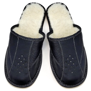 Black Sheepskin Fur Slippers 'Manhood' Black