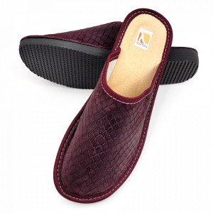 Papuci de Casa din Piele cu Talpa Groasa Bosaco Model 'Velvet Snake'