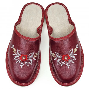 Burgundy Leather Slippers, Model 'Akna Rogue'