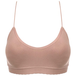 Bustieră Fitness Luna Contour Bra - Nude Pink, Design One Size Seamless cu Bureți și Margine în Valuri