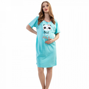 Camasa Gravide si Alaptat din Bumbac 100% Vienetta, Model 'But First Milk' Lime