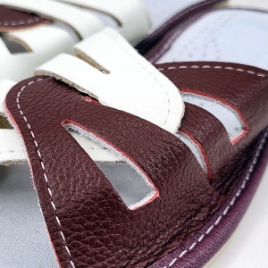 Papuci de Casă din Piele Comozi Model 'Glaucia' White/Burgundy | Confort și Eleganță