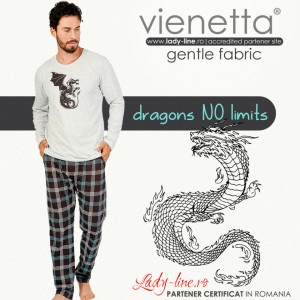Pijamale Barbati Confortabile Gazzaz by Vienetta Model 'Dragons No Limits' Gray