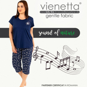 Pijamale Confortabile Marimi Mari din Bumbac Vienetta Model 'Sound of Nature'