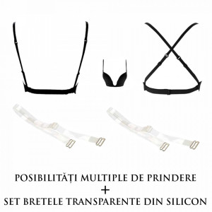Sutien Decolteu Adanc + Bretele Silicon, Brand Secret KTL, Negru