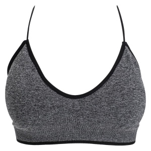 Fitness Bra with Sponges and Thin Black Straps, Twist Bra Gray, Seamless