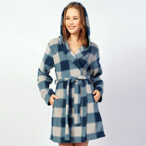 Halat Dama cu Gluga din Polar Fleece Vienetta 'Stay Cosy in London'