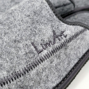 Papuci de casă din postav Lim Art Model Lounge Grey, culoare gri, model minimalist UNI, broderie discretă "Lim Art", talpă antiderapantă.
