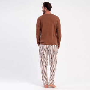 Pijamale Bărbați din Bumbac 100% Vienetta | MAN Model 'Let's Go Teddy!'-Prezentare pijama din spate.
