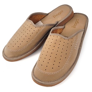 Papuci de Casă Bărbați din Piele Model Pago 'Noble Lounge' Light Brown | Confort și Eleganță