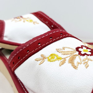 Papuci de Casa Dama din Piele, Sezon Vara, Culoare Alb Model 'Mehar White'