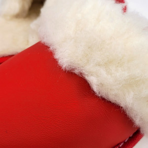 Papuci de Casa Dama Imblaniti cu Lana de Oaie Model 'Joy Season' Red
