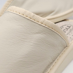 Papuci de Casa Dama Material Piele Culoare Crem, Model 'Select' Creamy
