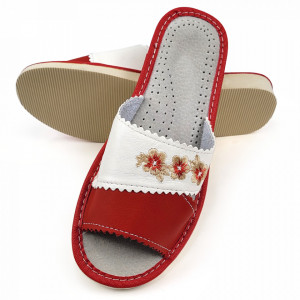 Papuci de Casa Dama Material Piele Culoare Gri Model 'Red Refinement'
