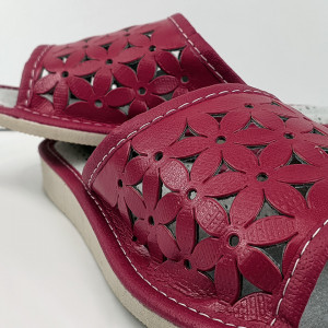 Papuci de Casa Dama, Material Piele, Culoare Visiniu, Model 'Flawors Patrol' Burgundy