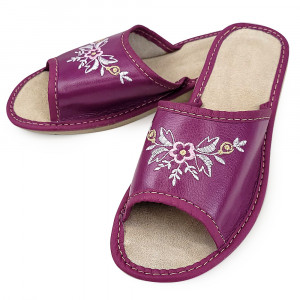Papuci de Casa Dama Material Piele Model 'Kiammira' Purple Orchid