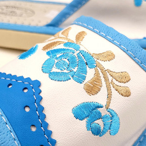 Papuci de Casa Dama Material Piele Model 'Mesopotamia' Blue