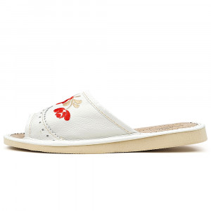Papuci de Casa Dama Material Piele Model 'Mesopotamia' White