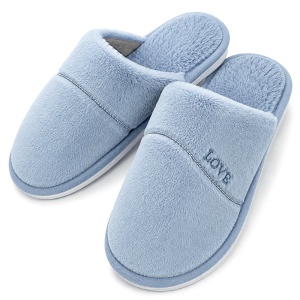 Papuci de Casă Damă Ultra-Pufoși cu Blăniță Model 'Just Love' Soft Ultramarine