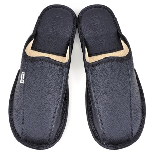 Papuci de Casă din Piele cu Talpă Groasă, Model 'Luxury Man' Dark Mystick | Eleganță și Confort Premium