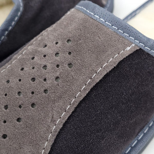 Papuci de Casa din Piele Imblaniti cu Lana Culoare Maro Model 'Tennessee' Gray