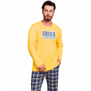 Pijama Barbati Bumbac 100% Gazzaz by Vienetta 'Limited Edition' Yellow
