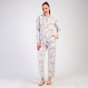 Pijama cu Nasturi Damă din Bumbac 100% Vienetta Model 'Pretty' | Rafinament Clasic