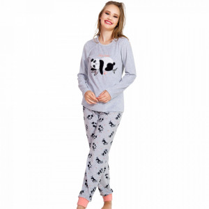 Pijama Dama Soft Velur Vienetta Model 'Nap Time' Gray