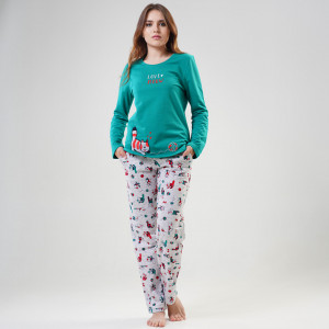 Pijama Vatuita la Interior din Bumbac, Brand Vienetta, Model 'Love Meow'