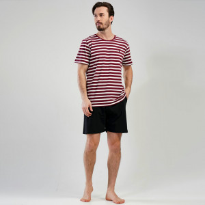 Pijamale Barbati cu Pantalon Scurt Vienetta | MAN Model 'M of Magic' Burgund