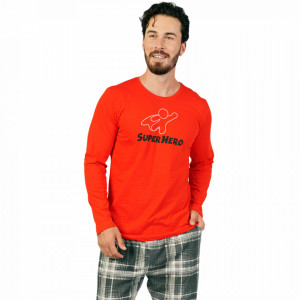 Pijamale Barbati din Bumbac 100% Gazzaz by Vienetta Model 'Super Hero' Red