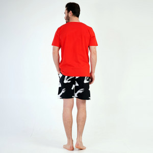 Pijamale Barbati Pantalon Scurt Vienetta | MAN Model 'Free and Original' Red