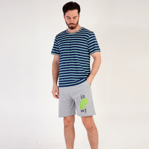Pijamale Barbati Pantalon Scurt Vienetta | MAN Model 'One Step UP Level' Gray
