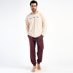 Pijamale Barbati Vienetta|MAN, Model 'Explore WorldWD' | Confort Maxim. Prezentare din față.