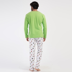 Pijamale Bărbați din Bumbac Vienetta | MAN Model 'Sushiiii Time'. Prezentare pijama din spate.