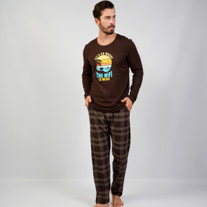 Pijamale Confortabile Barbati Gazzaz by Vienetta Model 'Let's Go Where the Wifi is Weak'