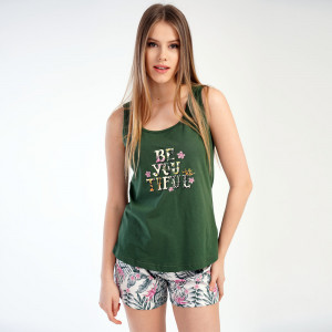 Pijamale cu Maieu Vienetta Model 'BeYouTiful' Green