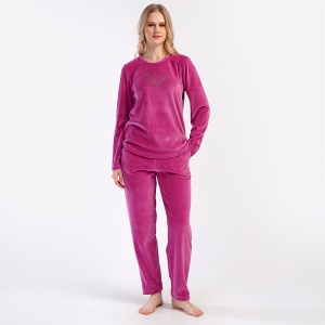 Pijamale Dama din Soft Velur Vienetta Model 'Vision Butterfly' | Eleganță Catifelată