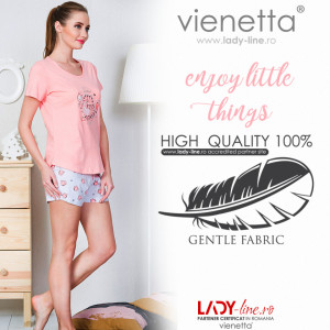 Pijamale Dama Vienetta Bumbac 100%, 'Enjoy Little Things'