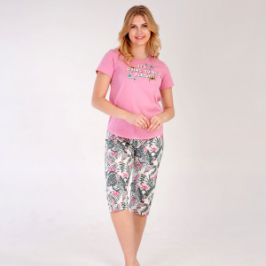 Pijamale Dama Vienetta din Bumbac 100%, Model 'It's Going To Be Alright' Pink