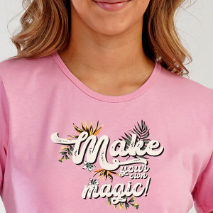 Pijamale Dama Vienetta din Bumbac 100%, Model "Make Your Own Magic!" Pink
