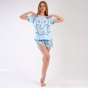 Pijamale Dama Vienetta din Bumbac 100%, Model "So Loved" Blue