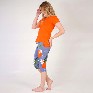 Pijamale Dama Vienetta din Bumbac 100%, Model 'So Much Hug' Orange 🍊