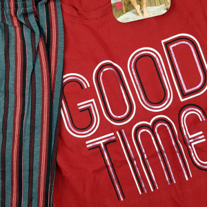 Pijamale Dama Vienetta din Bumbac cu Pantalon 3/4 Model 'Good Time'