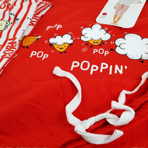 Pijamale Dama Vienetta din Bumbac cu Pantalon 3/4 Model 'Poppin' Red'